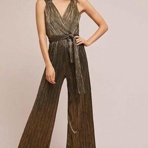 ANTHROPOLOGIE GOLD PONT NEUF JUMPSUIT BY VANES